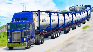 Giant Long Road Trains crashes #13 - Beamng drive