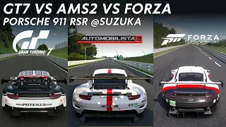 Gran Turismo 7 vs Automobilista 2 vs Forza Motorsport - Porsche 911 RSR - Suzuka