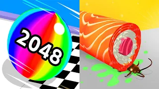 Ball Run 2048 VS Sushi Roll 3D Android iOS Gameplay (Level 642-650)
