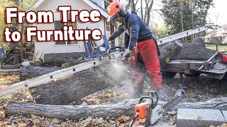 Turning a Walnut Tree into a Sideboard | Woodworking ASMR