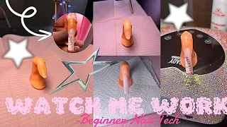 ♡︎Watch me work: |19 yr beginner nail tech🎀 |acrylic application |simple nail art✨