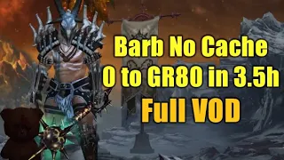 No Cache Barbarian lvl 1 to GR80 in ~3.5h Season 28 Start Test Run