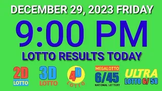 9pm PCSO Lotto Results Today December 29 2023 Friday