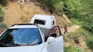 MY WIFE WAS VERY SCARED, THE CAR WAS FALLING INTO THE CLIFF