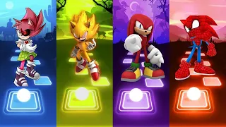 Amy Exe Sonic 🆚 Spider Man Sonic 🆚 Knuckles Sonic 🆚 Super Sonic exe | Sonic Tiles Hop EDM Rush