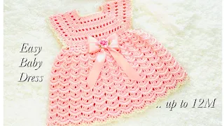 Easy Crochet Dress or Frock for 0-3M baby girl with headband VARIOUS SIZES  - Crochet for baby