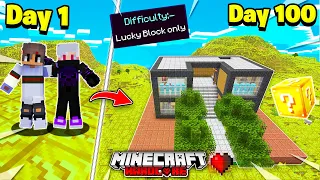 We Survive 100 Days In *Lucky Block* Only World In Minecraft Hardcore