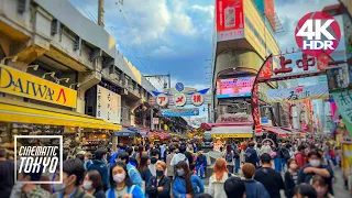 Ueno Ameyoko Shopping Street walking tour // 4K HDR Japan