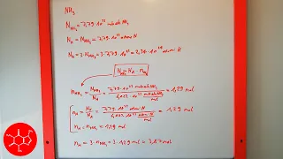 Esercizio quantità chimica (moli), numero particelle e Avogadro, N = n ∙ NA, 1 di 2, lezione chimica