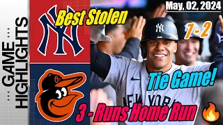 NY Yankees vs BAL Orioles Today [Highlights] | 3 - Runs Home Run [Best Stolen] Tie Game! 💥💥💥