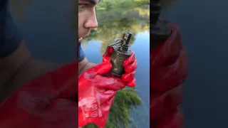 Magnet fishing didn't go according to plan! Found real grenade underwater!