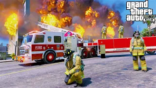 GTA 5 Firefighter Mod Tiller Ladder Truck Responding To Out of Control Fire