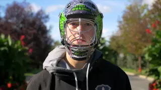 STREET INVASION BLACK AND GREEN GOALIE MASK