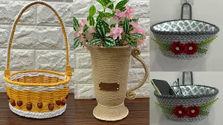 3 Diy Basket/ Diy Rope Basket/ Jute Flower Pot/ Diy Organizer Basket/ سبت يدوي/ منظم يدوي