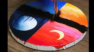 how to draw a day and night |step by step easy painting 🌺🌺