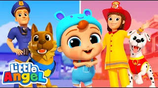 Dogs to the Rescue! | Job and Career Songs | Little Angel Nursery Rhymes for Kids