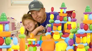 wooden stacking blocks game| Preschool Learning Building Blocks Sensory Toys|Lilly's Toy Time