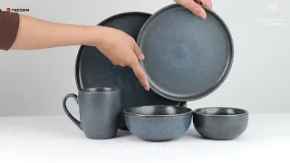 dark blue reactive dinnerware set