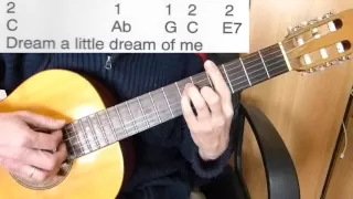 Guitar Accompaniment - Dream a Little Dream of Me - Easy Guitar (Including lyrics and chords)