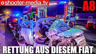 🔴 A8: Lebensgefährliche Verletzungen 🔴 | 🚒 Rettung mit hydraulischem Gerät  🚁 Rettungshubschrauber