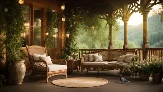 Cozy Spring Porch Ambience with Smooth Jazz Piano Music 🌼 Relaxing Jazz for Tranquility🍃