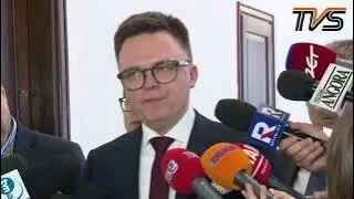 Marszałek Szymon Hołownia przed spotkaniem z prezydentem A. Dudą  ws. WĄSIKA I KAMIŃSKIEGO