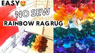 How to make an Easy No Sew Rainbow Rag Rug