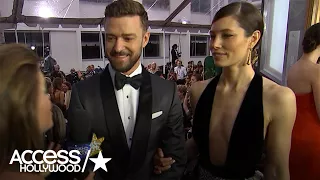 Justin Timberlake Reacts To Jessica Biel's Fab Golden Globes Look | Access Hollywood