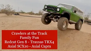 Family Fun - Crawlers on the Track. Traxxas TRX4 Sport, Redcat Gen 8 V2, Axial SCX10, Axial Capra