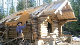 Alone Building an Off Grid LOG CABIN | Natural Wood Insulation