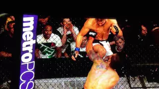 UFC 189 Jeremy Stephens Knee KO funny crowd reaction