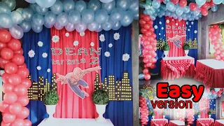 Easy Version Spider Man Theme Birthday Decoration  |  Kids Birthday Party Ideas at Home