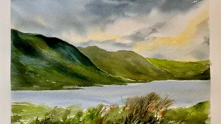 BEGINNERS WATERCOLOR IRISH MOUNTAINS, Paint A LOOSE Watercolour Landscape PAINTING SKY DEMO Tutorial