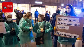 Ärzte und Pfleger setzen Zeichen gegen Corona-Proteste: "Impfen statt schimpfen"