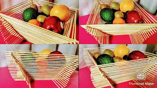 Fruit Basket made of Bamboo Skewers| Craft with Bamboo skewers| DIY Bamboo Skewer| Easy DIY craft