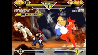 SK MUGEN - Homer Simpson & Super Mario vs Ryu & Son Goku