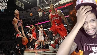 HE'S LITERALLY FLOATING!! DERRICK ROSE TOP 10 PLAYS & DUNKS REACTION!!