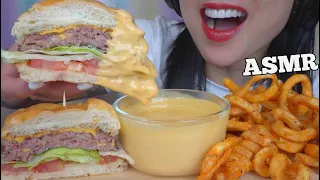 ASMR BEST BURGER CURLY FRIES + CHEESE SAUCE (EATING SOUNDS) LIGHT WHISPERS | SAS-ASMR