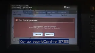 How to Clear Xerox 5755 Toner Control Fault || xerox toner control fault || xerox workcentre error