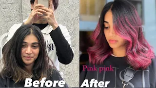 How to do pink haircolour tutorial(hair transformation) brown to pink transformation