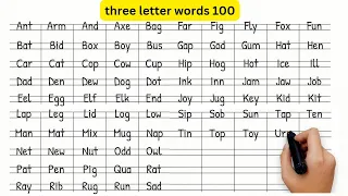 three letter words 100 | 3 letter words A to Z | three letter words in english. Part 2 #SEC