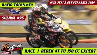 DUEL Sulung Giwa VS Rafid Topan di RACE 1 BEBEK 4T TU 150 cc EXPERT❗️MCR Seri 2 GBT Surabaya 2024