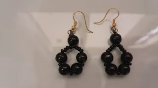 Handmade black beads earring|Simple |Easy |Easymaking #Shorttrendingvideo | @teronpimeechanel5521