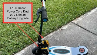 Fast Razor E100 power core scooter upgrade w/ 40V Dewalt Battery tutorial install variable throttle.