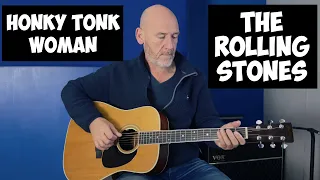 How to play - Honky Tonk Woman - The Rolling Stones - Acoustic Guitar Lesson 2022
