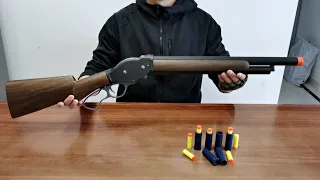 Winchester M1887 Shotgun Toy Unboxing 2023 - Shell Ejecting Soft Bullet Toy Gun