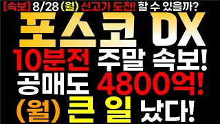 [포스코DX] 8/28 (월) 10분전 주말 속보! 공매도 큰 일 났다!