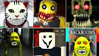 Roblox Residence Massacre Vs GODS WILL Vs A Stereotypical Obby Vs Shrek In The Backrooms Jumpscares