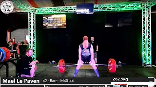 Mael Le Paven 2023 powerlifting World Record – deadlift 262.5 kg (M1 -82,5kg)