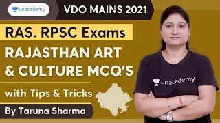 Rajasthan Art and Culture MCQ's | VDO Mains, RAS Exams  | Taruna Sharma  | Unacademy RPSC